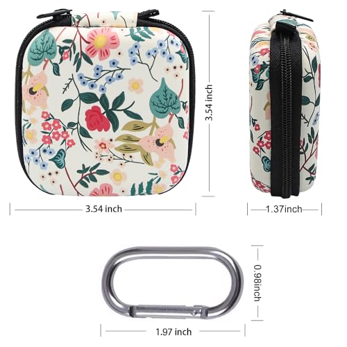 Earbud Case,Headphone Organizer Earbud Storage Bag, Hard EVA Shockproof Cover Carrying Case with Carabiner Clip Compatible with AirPods 5 4 AirPods Pro 2nd /3/2/1 Bose Galaxy Buds (Flower) - color: Flower