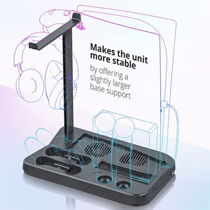 Skywin PSVR Charging Station Display Stand for PlayStation PS5, Black, Cool Headset and Controller Charger Hub with Fan Idea