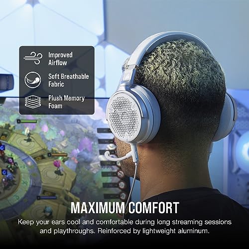 Corsair Virtuoso PRO Wired Open Back Gaming Headset - Detachable Uni-Directional Microphone - 50mm Graphene Drivers - 20Hz-40 kHz Frequency Response - White - color: White