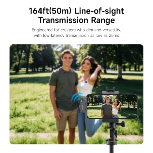 2-Pack Wireless Lavalier Microphones, Lapel Mic for iPhone/Android | USB-C Plug-Play, 42H Battery Life, 164ft Stable Wireless Range, 3-Level AI Noise Reduction for Vlog TikTok YouTube Interview