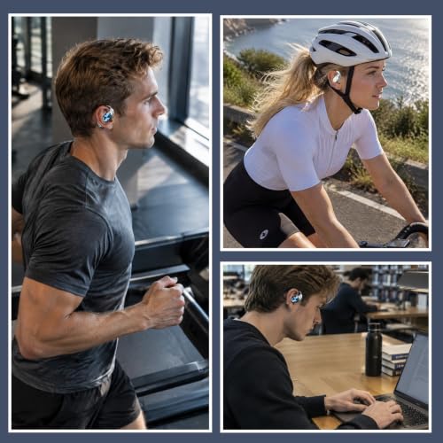 Open-Ear Headphones, Wireless Bluetooth Earbuds 360° Swivel Charging Case - color: Black