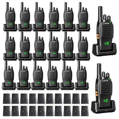 Retevis H777H Two Way Radios Rechargeable, Compact Walkie Talkie (20 Pack) | Business FRS Radios for School, Events, Intuitive Power Channel Display, USB-C, Emergency Alarm, Flashlight, Ready to Use