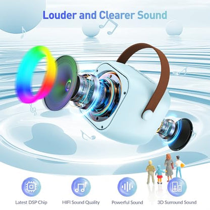 Karaoke Machine, Portable Bluetooth Speaker with 2 Wireless Microphones for Kids, Karaoke Toys Gifts Toys for Girls Boys Family Home Party (Blue) - color: Blue