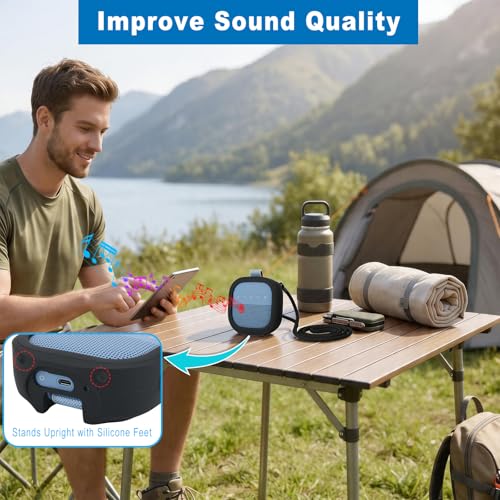 Silicone Case for Bose SoundLink Micro 2nd Gen Speaker, Shockproof Travel Protective Sleeve Soft Skin Cover with Shoulder Strap (Case Only) (Black) - color: Black