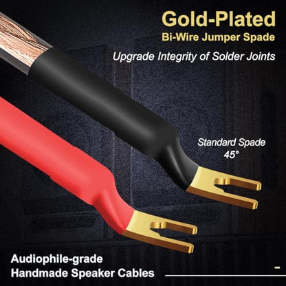 UCINNOVATE 2 Pack 2m HiFi Speaker Wire with Jumper Spade, 13AWG 6.56FT Speaker Jumper Cable Cord Bridge with Gold-Plated Banana Plugs for Audio Amp Terminal Amplifier HiFi System Home Theater - style: 2x 2m Speaker Jumper Cables