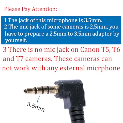 SGC-598 Condenser Shotgun Microphone with 1 Windscreen Muff for DSLR Camera Canon EOS Nikon, for Sony Mirrorless Camera DV Camcorder (NOT for Canon T5, T6 and T7)