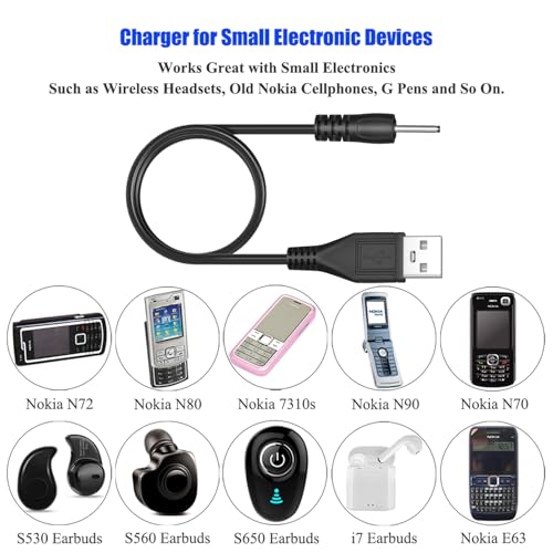 PChero USB to DC 2.0mm Charger Charging Cable for Mini S530 Smallest Invisible Wireless Bluetooth Earbuds Earphones Headphones Headset and Bluetooth Shower Speaker | for Mini S530 Smallest Invisible Wireless Bluetooth Earbuds Earphones Headphones Headset