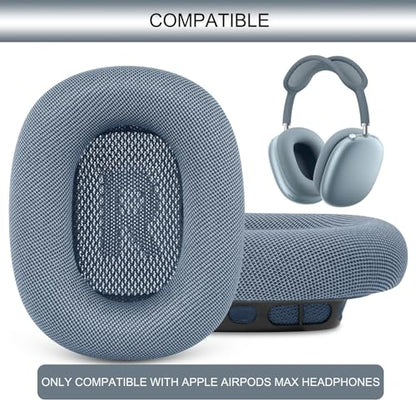 GEVO Upgraded Ear Cushions Replacement Earpads for AirPods Max 1 & 2 Headphones, Mesh Fabric Ear Pads Ear Covers Cups with Memory Foam and Magnet for AirPods Max 1 & 2 (Light Blue) - color: Light Blue