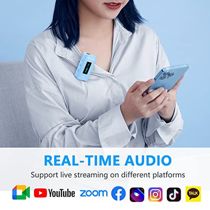 BOYA BY-XM6-K2B Wireless Lavalier Microphone System with 2 Transmitters for DSLR Camera Camcorder Smartphones in Vlog YouTube Video Facebook Live (Blue)