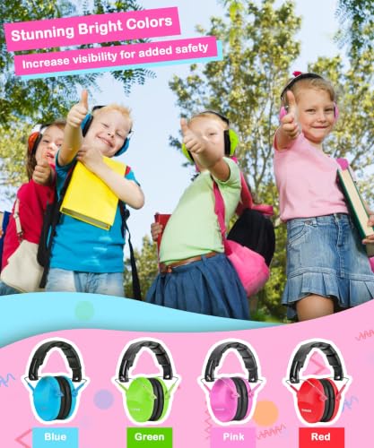 ZOHAN 032 Kids Noise Cancelling Headphones - 25dB NRR Kids Ear Protection, Hearing Protection Safety Ear Muffs for School Monster Truck Fireworks Traveling Studying Concerts Autism - Hot Pink - color: Hot Pink