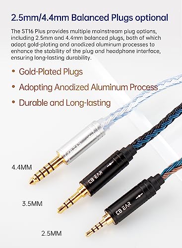 keephifi 6ft IEM Cable 2 Pin 3.5mm, KBEAR ST16-Plus 2m Upgrade 16-Strand Headphone Extension Cable, Silver-Plated Earbuds Wire for Truthear Hexa/Zero, Simgot EW100P, Moondrop blessing2 - color: BlackBlue, style: 3.5 2PIN