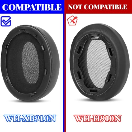 Ear Pads Replacement Ear Cushions for Sony WH-XB910N Headset | Headband Earpads with Protein Leather, Noise Isolation Foam Accessories- Black