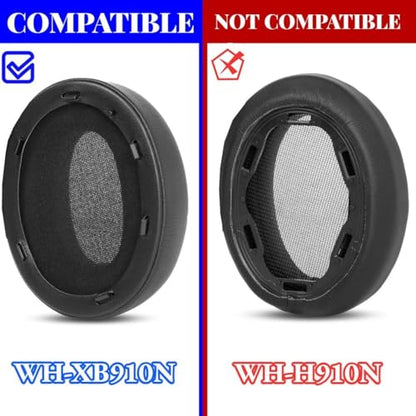 Ear Pads Replacement Ear Cushions for Sony WH-XB910N Headset | Headband Earpads with Protein Leather, Noise Isolation Foam Accessories- Black