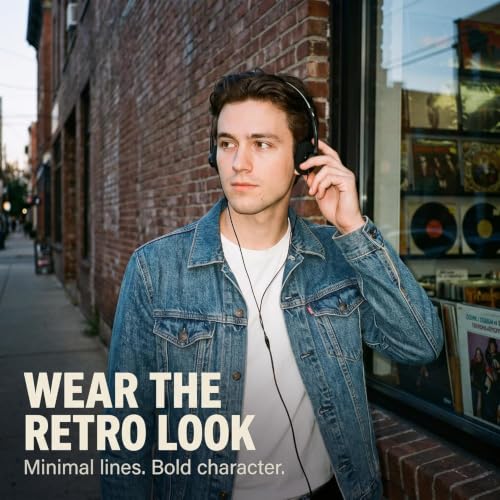 2 Pcs Retro On Ear Headphones, Wired Stereo Headphones, Lightweight Portable Headphone with Adjustable Headband, Cassette Player, Over-Ear (Black) - color: Black