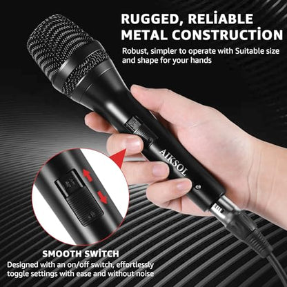 Wired Microphone for Singing,Professional Vocal Dynamic Handheld Karaoke,Cardioid Studio Mic,16.4 ft XLR & 6.35 MM with On and Off Switch, for Speakers/Mixer/Machine/Amp/Speech/Karaoke and Outdoors