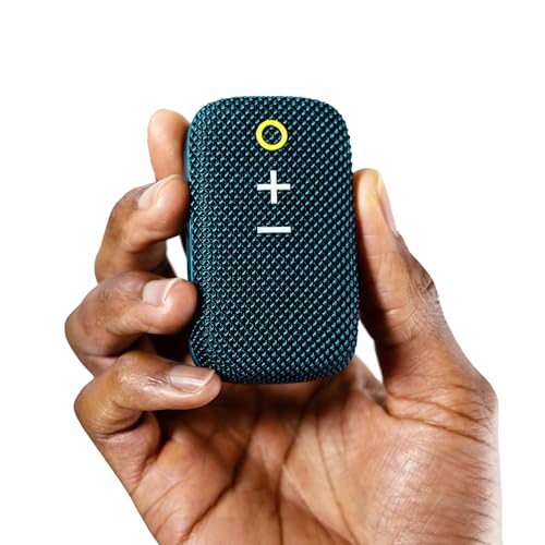 MEE Audio goSPKR Small Wearable Clip-on Bluetooth Speaker with IPX5 Water Resistance, Built-in Speakerphone with Microphone for Hands-Free Calls, Compact Design, Can Connect Up to 2 in Stereo (Blue) - color: Blue