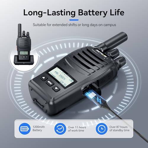 Retevis H777D Walkie Talkies with LCD Screen(10 Pack) | for Restaurant, Retail, Warehouse, School,Durable, Portable, FRS, Rechargeable, Emergency Alarm, License Free,USB-C - style: With LCD Screen