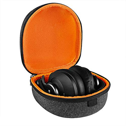 Geekria Shield Headphones Case Compatible with JLab Go Lux ANC, V-Moda Crossfade 3 and More, Replacement Hard Shell Travel Carrying Bag with Cable Storage (Dark Grey)
