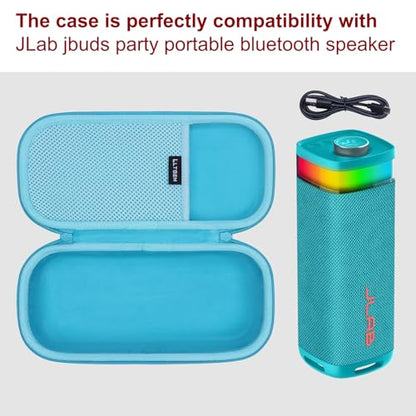 L LTGEM Speaker Case Compatible with JLab JBuds Party Portable Bluetooth Speaker, Office Travel Carrying Storage Bag - Cyan(Case Only) - color: Cyan