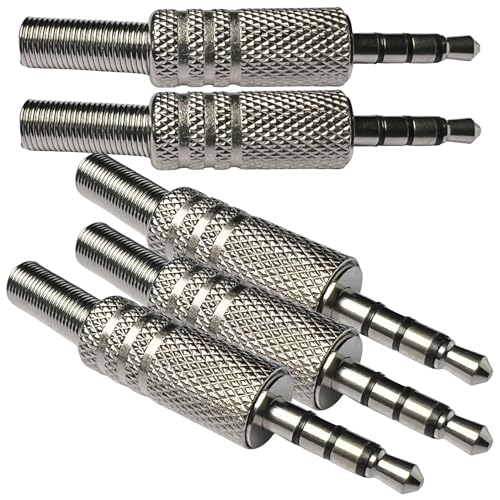 CESS 3.5mm TRRS 4-Pole Male Solder Plug, 5 Pack