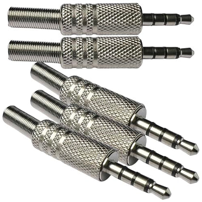 CESS 3.5mm TRRS 4-Pole Male Solder Plug, 5 Pack