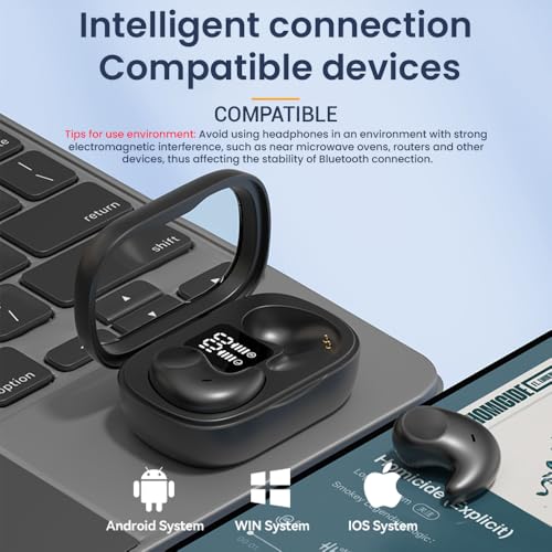 Piluyaa Sleep Earbuds Bluetooth in Ear Light-Weight Headphones, Mini Invisible Earplugs Small Design for Side Sleepers, 58H Playtime with Charging Case, Clear Calls& Noise Block-Black - color: BLACK