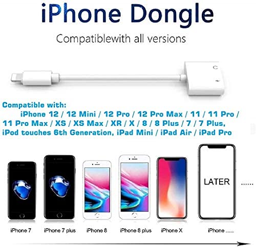 [Apple MFi Certified] Dual 2in1 Lightning Headphone Audio & Charger Adapter Splitter for iPad,2 Pack iPhone Headphone Adapter for iPhone 14/13/ 12/11/ XS/XS Max/XR/X/ 8/8plus/7/7 Plus/iPad