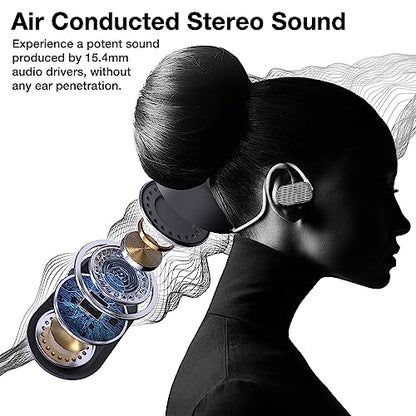 Purity Air Open Ear Headphones - True Air Conduction Wireless Bluetooth Open Ear Earbuds with Dual Mic for iPhone/Android - Secured Long Wearing Comfort, Sports Sweat Resistant (BWS144) - color: Black and White Stripes