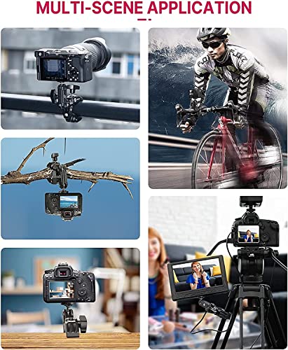 ULANZI Super Clamp Camera Clamp Mount Monitor 360° Ballhead Magic Arm Double Ball Head Adapter with 1/4"-20 & 3/8"-16 Thread for Canon Nikon DSLR Camera/Gopro/LED Lights/Ronin-M/Ronin MX/Freefly MOVI | Ball Head Adapter with 1/4"-20 & 3/8"-16 Thread for C