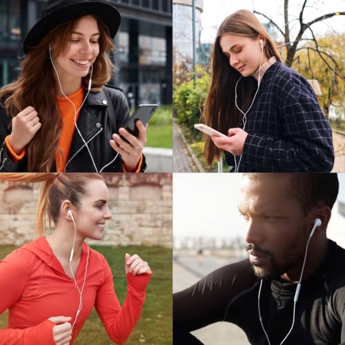 Wired Earbuds 4 Pack, Earbuds HiFi Stereo Wired Earphones Headphones with Microphone Volume Control Compatible with iPad, Laptop, MP3, Android Smartphones, Fits All 3.5mm Jack Device - color: Off-white
