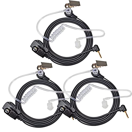 3 Pack Walkie Talkie Earpiece Headset with Mic for Motorola Talkabout Radio | Two Way Radio Surveillance Ear Pieces Headphones w/Clear Tube Microphone PTT for T470 T600 T800 T465 T475 T460 T400 T200 T802