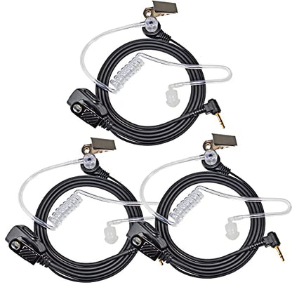3 Pack Walkie Talkie Earpiece Headset with Mic for Motorola Talkabout Radio | Two Way Radio Surveillance Ear Pieces Headphones w/Clear Tube Microphone PTT for T470 T600 T800 T465 T475 T460 T400 T200 T802