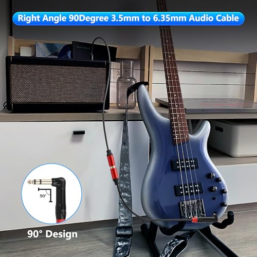 CERRXIAN 6.35mm TRS Stereo Right Angle Male to 6.35mm RCA Male Audio Cable,0.5M/1.6FT Leather Textured Cord, Short Cable for Electric Guitar, Mixer, Amplifier, Speaker - size: 0.5M / 1.64FT
