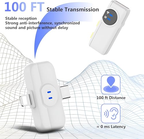 MAYBESTA Wireless Lavalier Microphone for iPhone Android Phone | Bluetooth Lapel Mic, Clear Voice, Noise Cancelling, Charging Case, Mini Clip on, Podcast Vlogging TikTok Interview - color: White(With Charging Case)