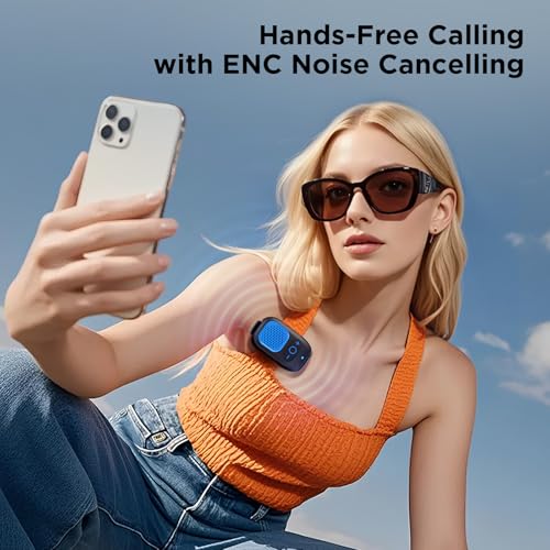 Wearable Bluetooth Speakers, Clip On Wireless Jobsite Speaker - Blue | 30H Playtime, IPX6 Water-Resistant, Portable, Built-in Mic, Hands-Free Calls, Non-Magnet - color: Blue