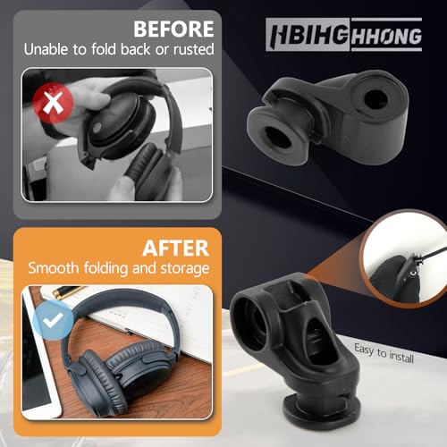 for QC35 Metal Hinge Swivel Replacement for Bose QuietComfort35 QC35/QC35 II/QC45/QC25 Hinge Swivel Metal Hinge Headphones Parts Accessories with Tool (Black)