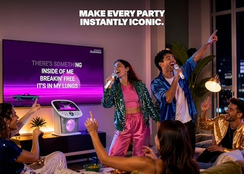 Singing Machine Karaoke Machine Screen, WiFi, Music Apps, 2 Microphones | Portable Karaoke Machine/Speaker for Adults & Kids, Ideal for House Parties, Compatible with YouTube & Spotify - color: white