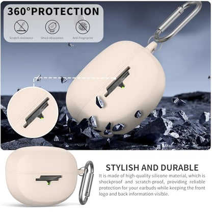 for New Bose Ultra Open Earbuds Case(2024), Off-White | Silicone Shockproof Protective Cover for Bose Open Ear Wireless Earbuds Accessories with Carabiner - color: Off-White