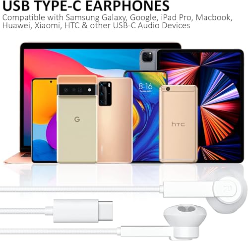 D & K Exclusives USB C Wired Earbuds with Microphone and Volume Control – in Ear Type C Headphones with Braided Cable, Built in Mic & Remote for Calls, Music, Laptop and Smartphone
