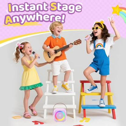 Karaoke Machine for Kids, Toys for 3-12 Years Old Girls Gifts, Kids Karaoke Microphone Machine Toy, Best Fun Christmas Birthday Gifts for 5 6 7 8 9 10 11 Years Teens Girl Boys Purple 2 Mic - color: Purple 2 Mics