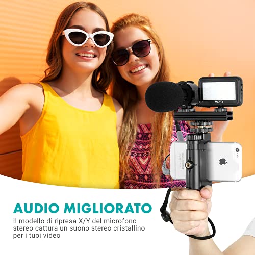 Movo V7+ YouTube Starter Kit - Vlogging Kit for iPhone with Tripod, Grip, Stereo Microphone, LED Light and Remote - Vlog Kit for iPhone 5, 5C, 5S, 6, 6S, 7, 8, X, XS or Samsung - iPhone Vlogging Kit