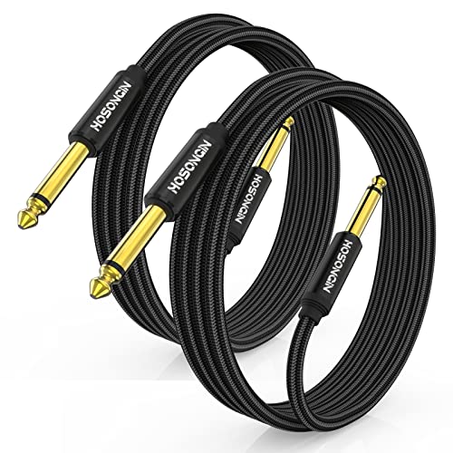 HOSONGIN 1/4 Inch Guitar Instrument Cable 3.3ft 2-Pack [Nylon Braided Shielded], 1/4 Inch TS Male to Male Plug Mono Audio Cord, Quarter Inch 6.35mm Unbalanced Interconnect Line - 3.3 feet - size: 3.3 Feet, style: 1/4" Guitar Cable - 2 Pack