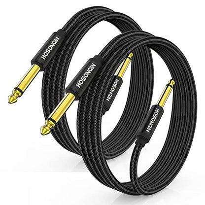 HOSONGIN 1/4 Inch Guitar Instrument Cable 3.3ft 2-Pack [Nylon Braided Shielded], 1/4 Inch TS Male to Male Plug Mono Audio Cord, Quarter Inch 6.35mm Unbalanced Interconnect Line - 3.3 feet - size: 3.3 Feet, style: 1/4" Guitar Cable - 2 Pack