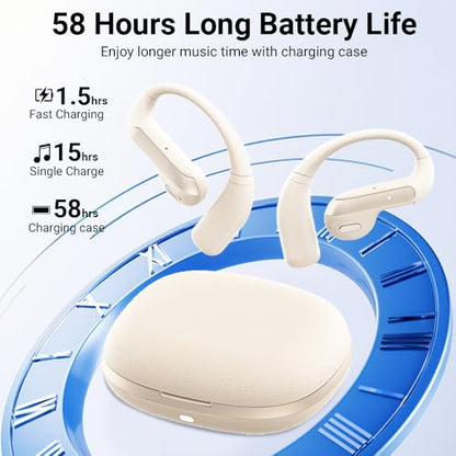 Earbuds Wireless Bluetooth Ear Buds in Ear Headphones with Ear Hooks Stereo Deep Bass, Lightweight inear Earphones with Mic for iPhone Android Phone, IPX5 Waterproof Headsets for Workouts - color: Skin