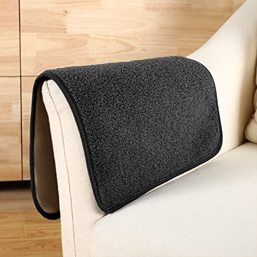 Frienda 2 Pieces Recliner Headrest Covers Sofa Headrest Protector for Recliner Chair Couch Furniture Non Slip for Living Room(Black) - color: Black