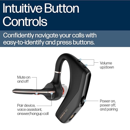 Poly Voyager Legend 50 UC Bluetooth Headset with Charging Case - 4 Noise-Canceling Mics, AI NoiseBlockAI & WindSmart Tech - Bluetooth Headphones with Mic, Smart Call Controls, All-Day Comfort - style: Legend 50 with Charging Case