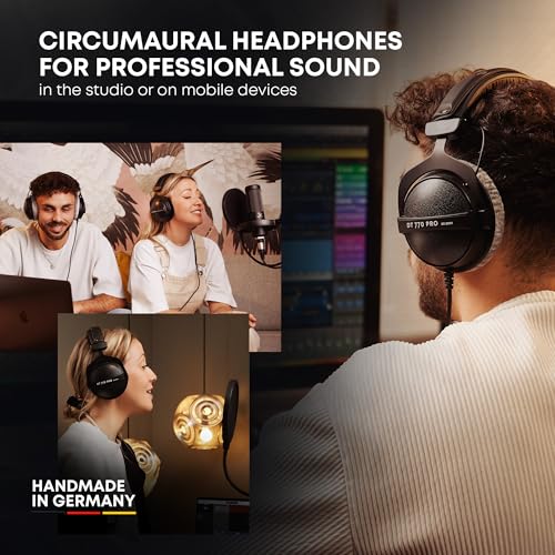 beyerdynamic DT 770 Pro (80 Ohm), Closed-Back Studio Headphones, Black - color: Black with Grey, size: 80 OHM