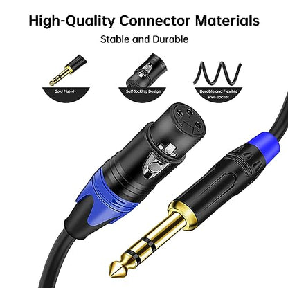 Dual Female XLR to 1/4 inch(6.35mm) TRS Stereo Male Plug Y-Splitter Cable, Unbalanced 2-XLR Female to Quarter inch Adapter Patch Cord - 11.8 Inches - size: 1/4 Inch TRS to Dual XLR Female - 1 FT