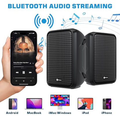 Professional Portable All-in-One Integrated 2-Way PA System Fixed Setup, Suitcase Design w/ 8-Channel Mixer, 2 Speaker Stands, Bluetooth, Mic for Performances, Presentations