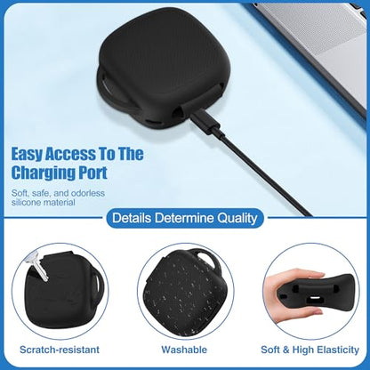 Silicone Case for Raycon Essential Open Earbuds [Black], with Carabiner All-Round Protection Scratch-Resistant Washable Soft Skin Wireless Open Ear Headphones Cover Ultra-Lightweight Cover - color: Black